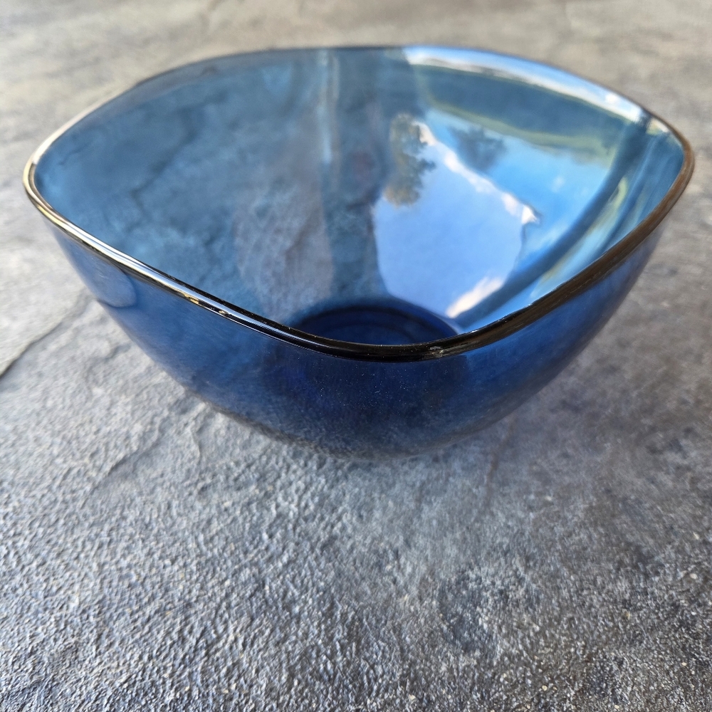 Vintage French Vereco Blue Glass Bowl